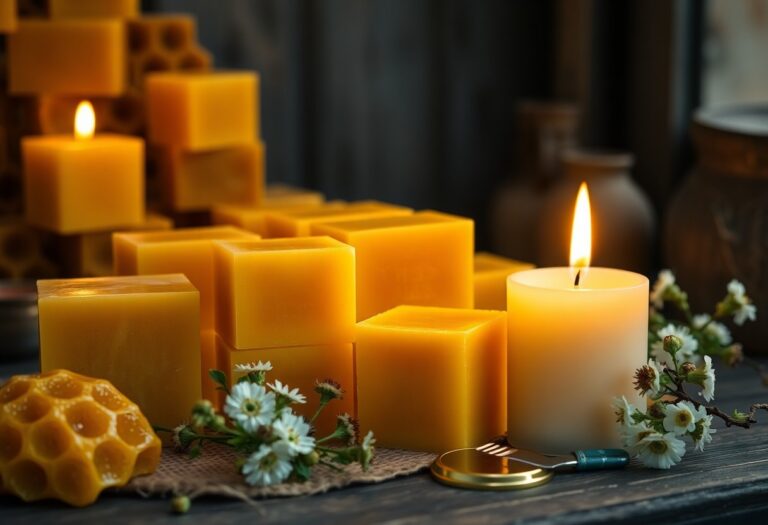 Natural beeswax properties and its use in candle making.