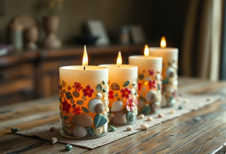 Creative ways to embed and decorate candles with designs.