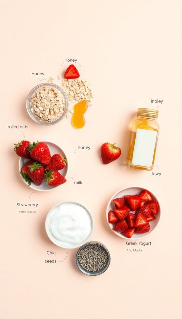 Strawberry Overnight Oats materials