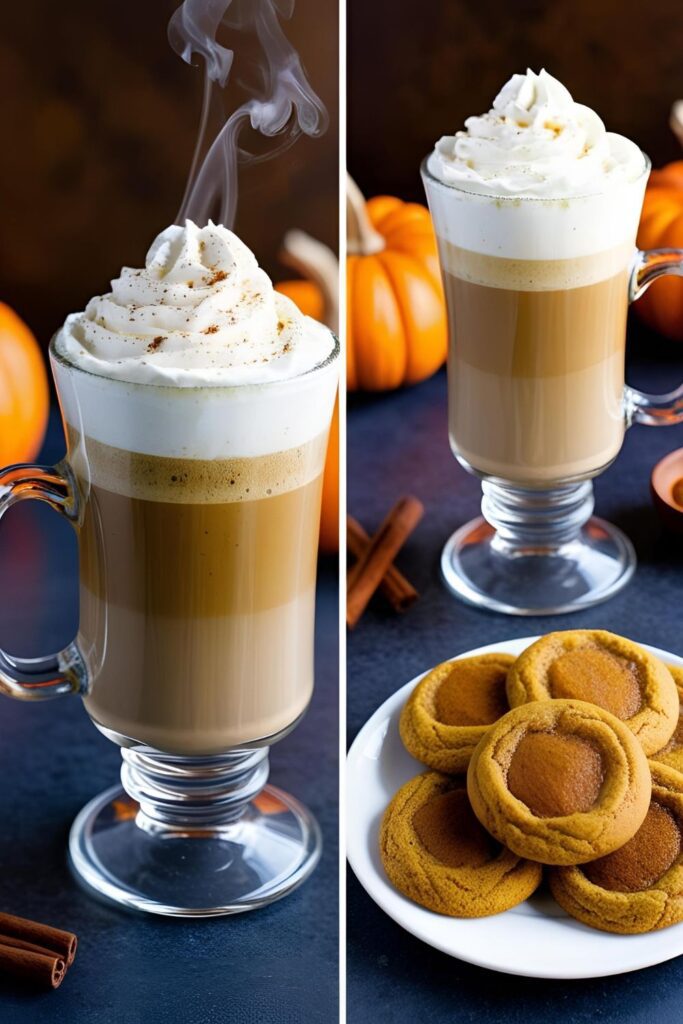 "Flat lay of pumpkin spice ingredients arranged on a rustic wooden surface."