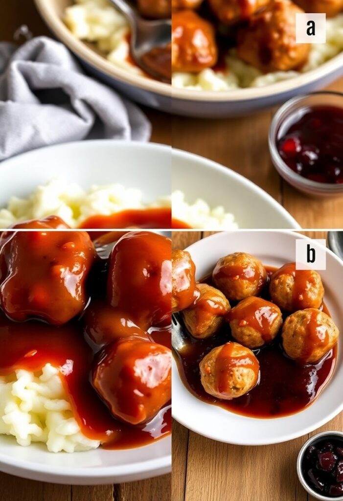 Homemade Swedish meatballs with creamy gravy, comfort food photography