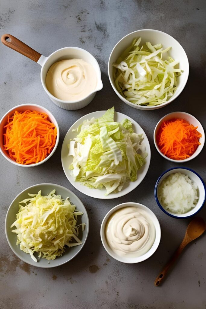 "Creamy KFC-style coleslaw served in a white bowl, paired with fried chicken on the side."