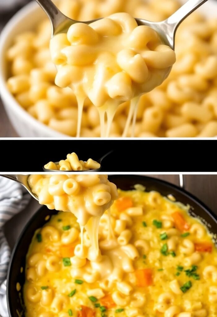 Baked mac and cheese served in a rustic bowl, cheese bubbling with crispy golden top.