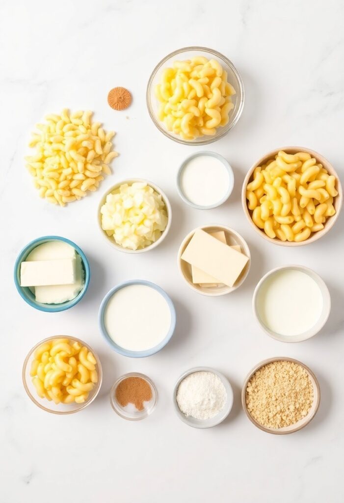 Close-up of a cheesy spoonful of mac and cheese being lifted from a baking dish.
