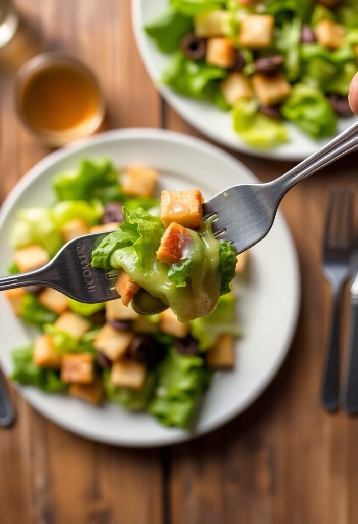Freshly tossed Olive Garden copycat salad served with dressing and croutons.