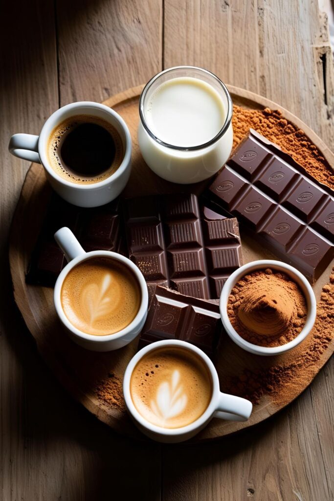 Step-by-step process of making a homemade mocha, from brewing espresso to adding chocolate.​