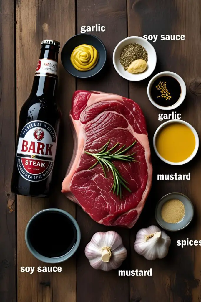 Juicy grilled steak with beer marinade sliced and ready to serve on cutting board
