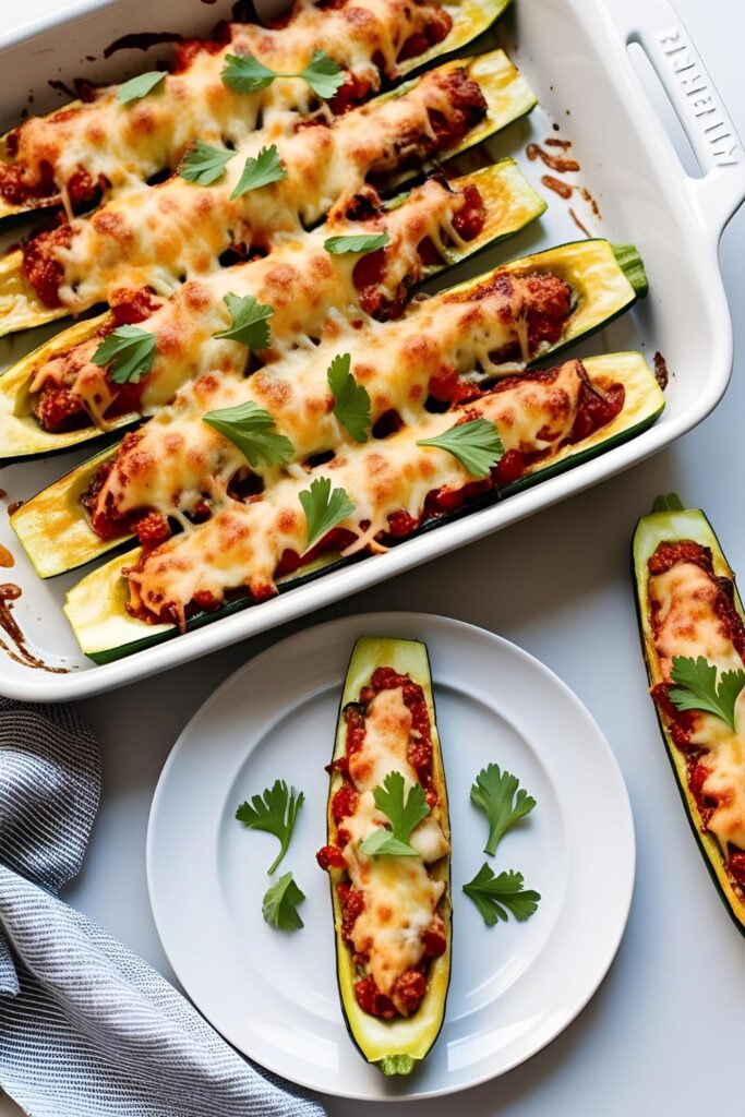 Healthy stuffed zucchini with turkey, quinoa, and herbs, baked to golden perfection—an easy, low-carb dinner perfect for meal prep or weeknight meals.