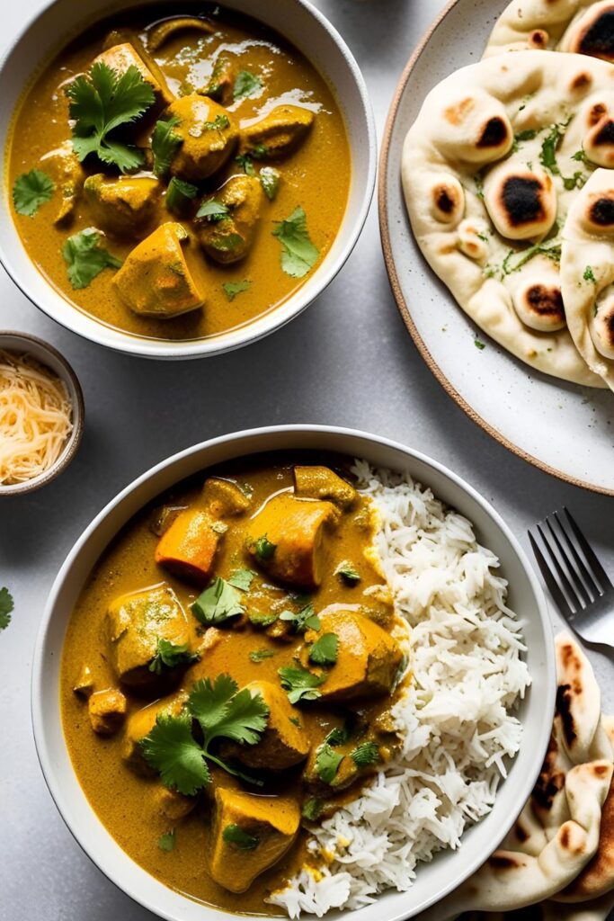 One-pot curry simmering with vegetables and spices.