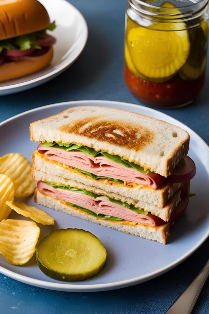 A quick and easy 15-minute sandwich with layers of meats, cheese, and veggies.