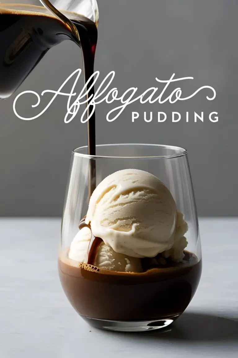 A glass of affogato pudding with melting vanilla gelato and a shot of espresso.
