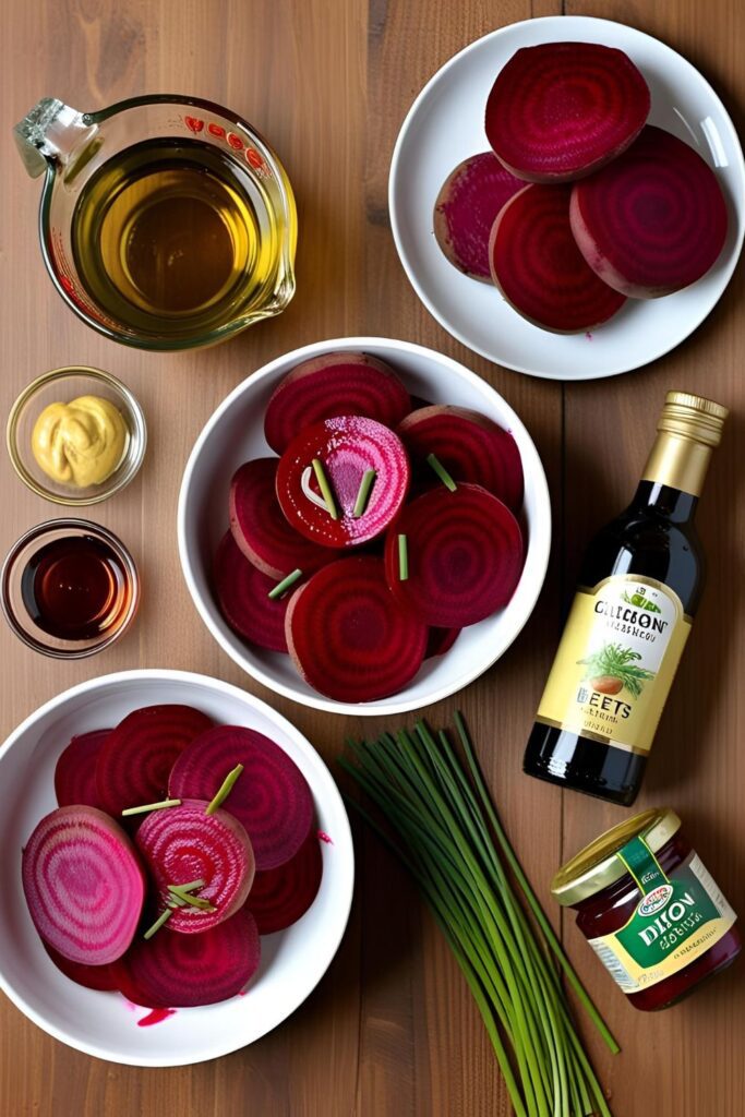 "Close-up of beet spirals salad with arugula and goat cheese"