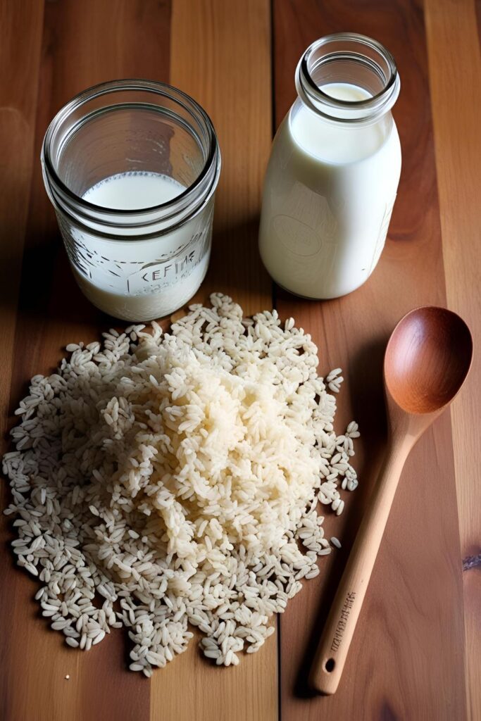  Close-up of kefir grains and a glass of freshly made kefir.