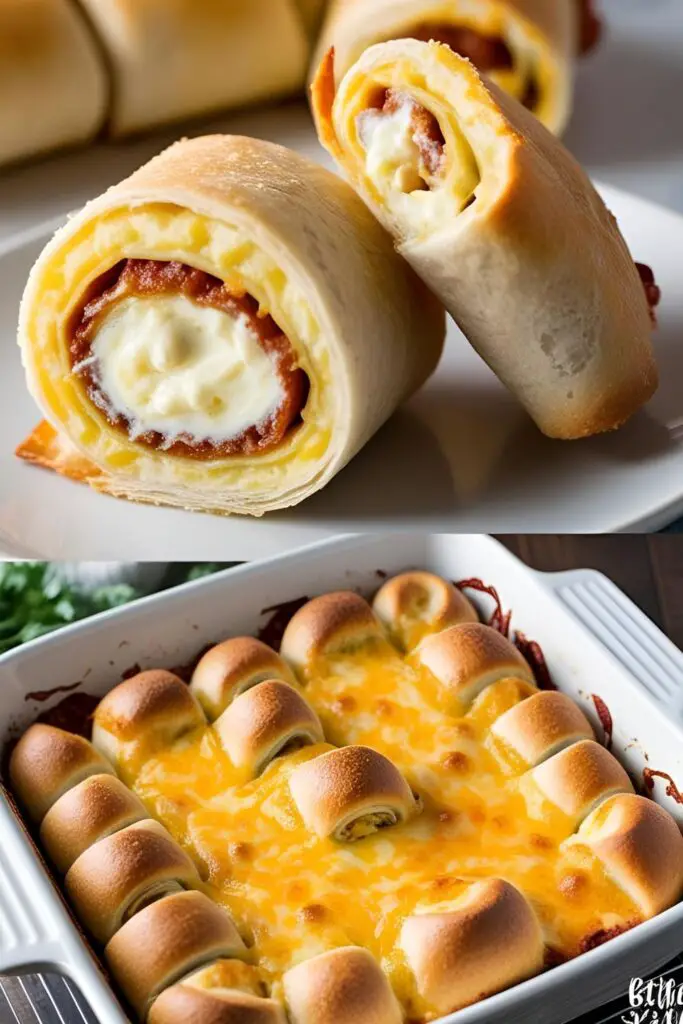  Baking dish filled with golden-brown Chicken Alfredo Lasagna Roll-Ups fresh from the oven.