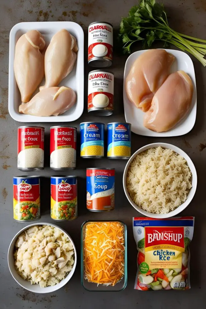 Golden-brown creamy chicken and rice bake fresh out of the oven, ready to serve.