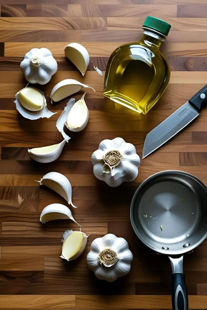"Crispy garlic sprinkled over a bowl of creamy pasta."
