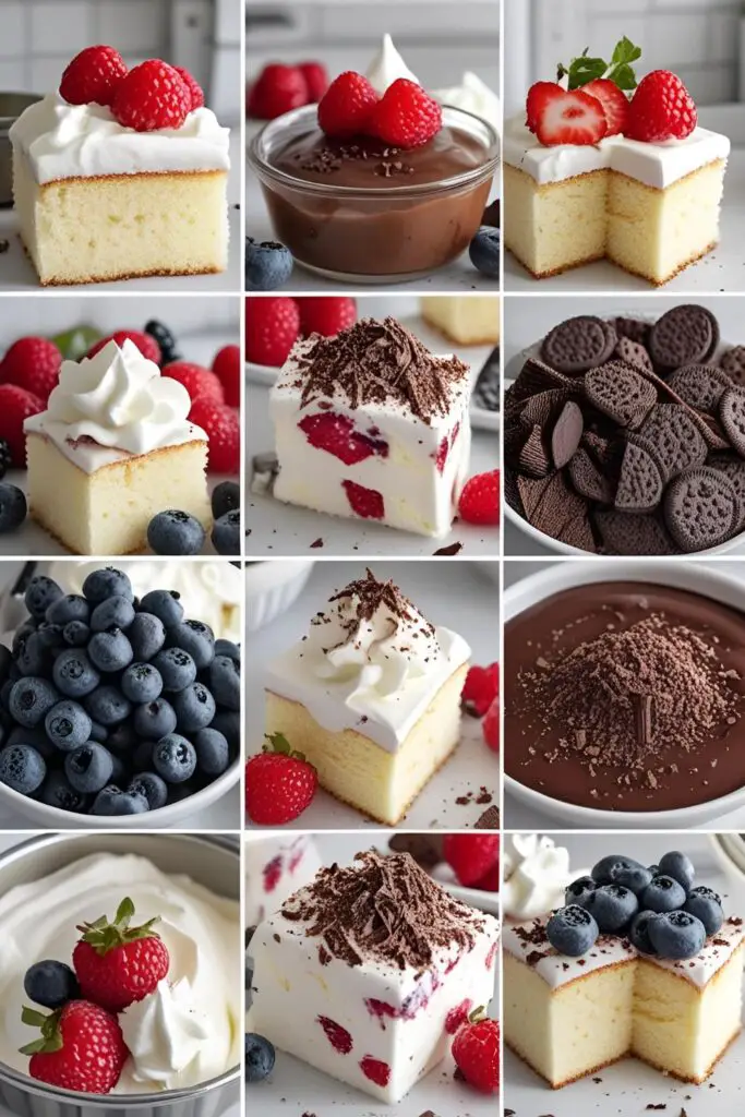  Whipped cream and fruit layered dessert with chocolate shavings and cake pieces