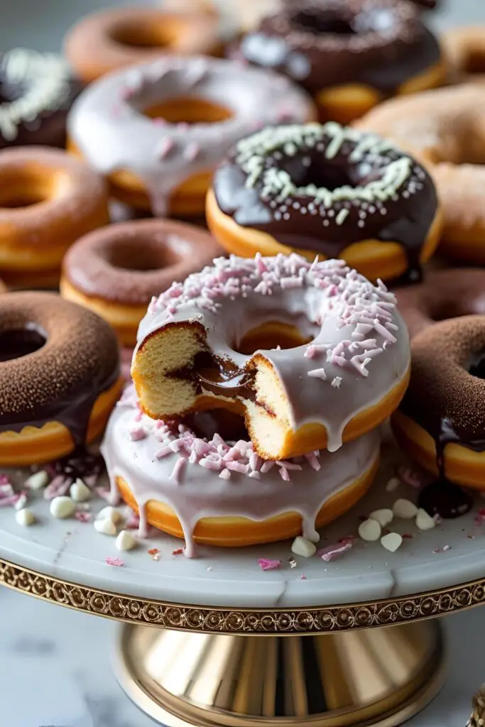 A modern take on donuts, featuring deconstructed elements arranged artistically on a plate.