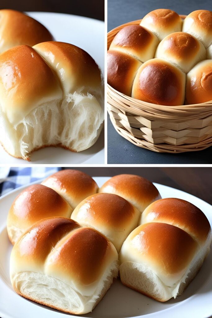 A tray of golden-brown dinner rolls ready to be served.