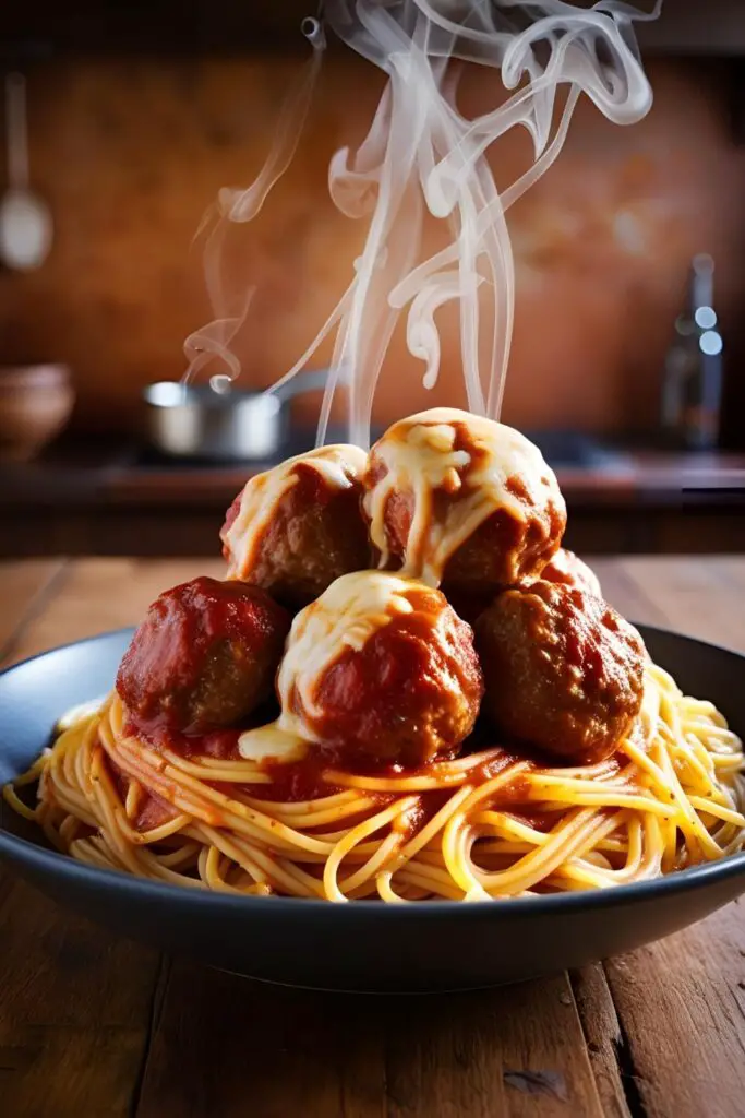 :Plate of Chicken Parmesan Meatballs garnished with parsley and served with garlic bread.