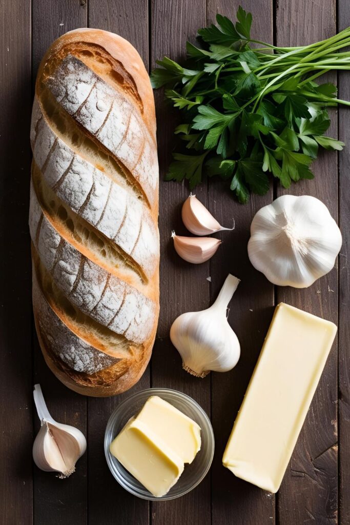 A loaf of crispy, buttery garlic bread sliced open, showcasing its golden crust and soft interior.