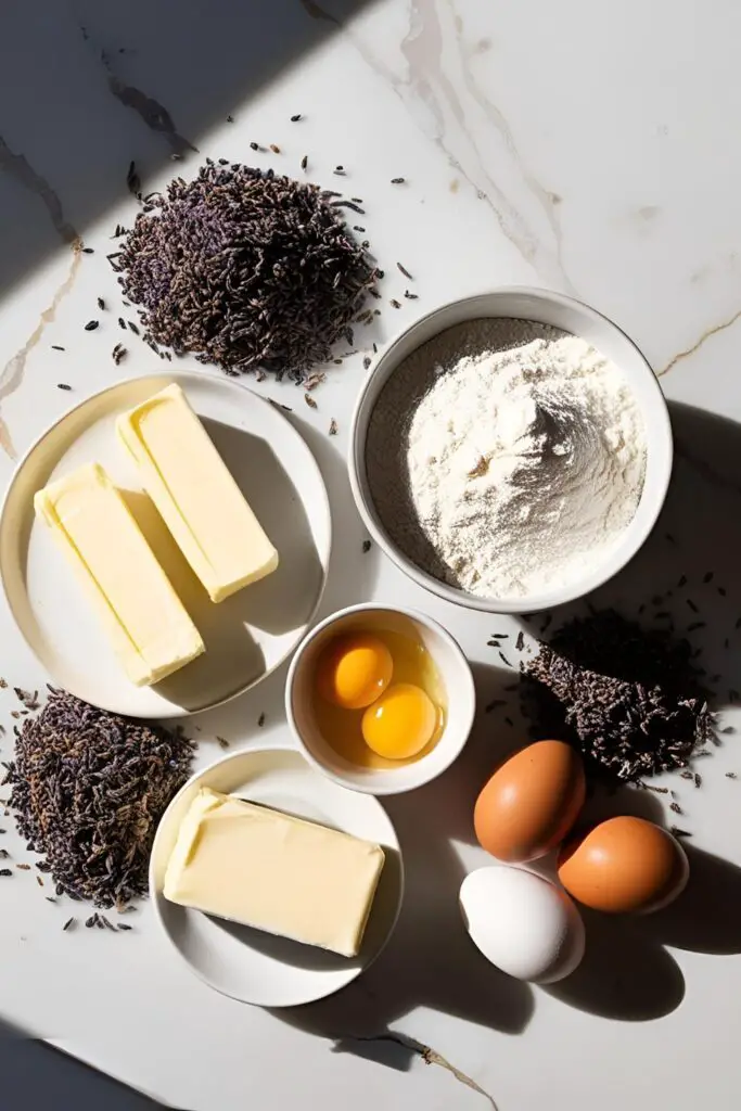 Step-by-step guide to baking perfect lavender scones, showcasing ingredients and baking process.