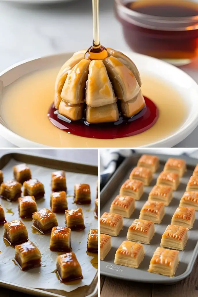 Mini baklava arranged on a serving platter, ready to enjoy.