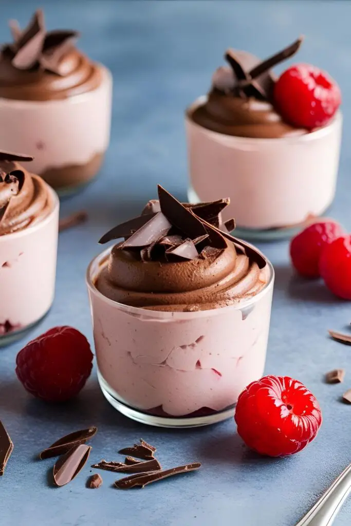 An assortment of mini mousse desserts in different flavors, beautifully arranged on a serving tray.