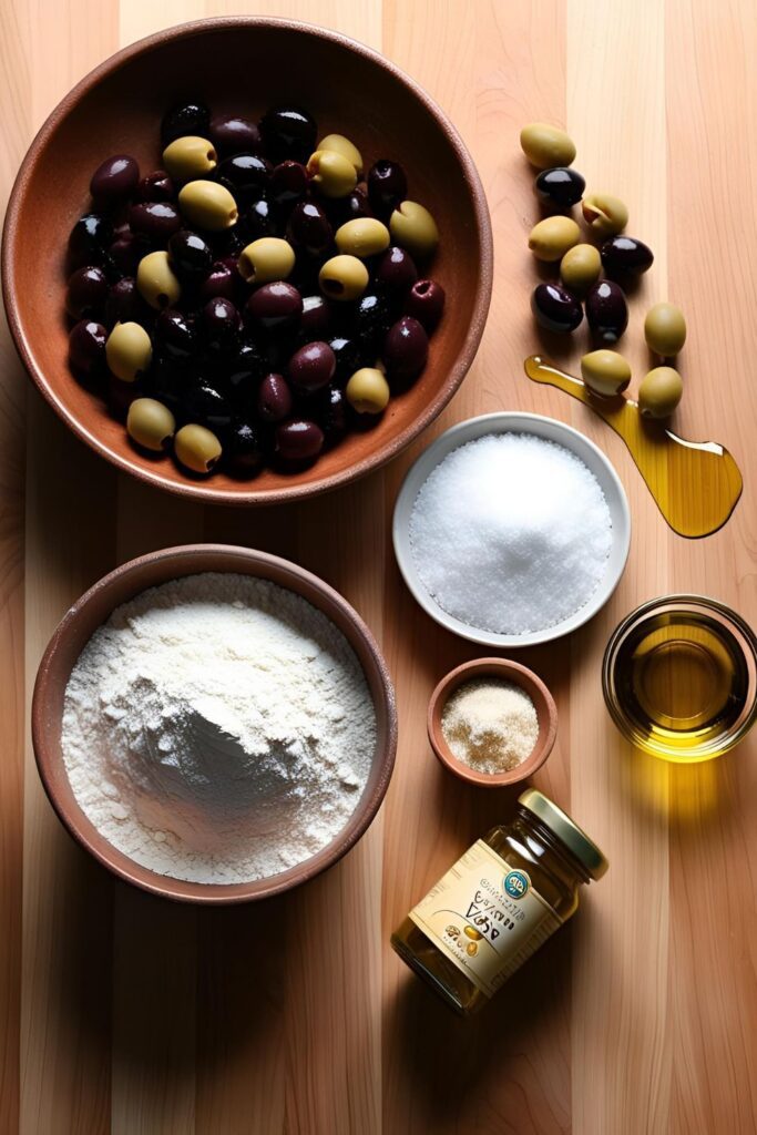  Sliced olive bread showcasing its airy crumb and studded olives.