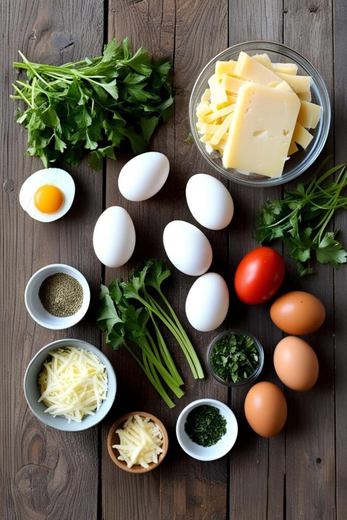 A slice of frittata on a plate, revealing layers of eggs, veggies, and cheese