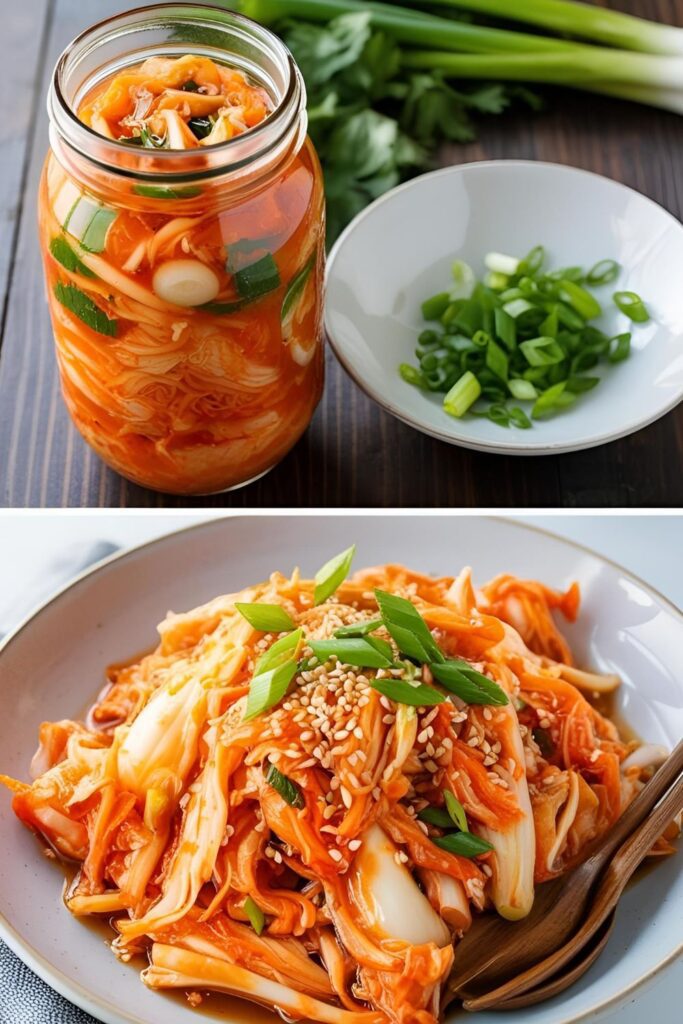 Ingredients for quick kimchi laid out on a kitchen counter.
