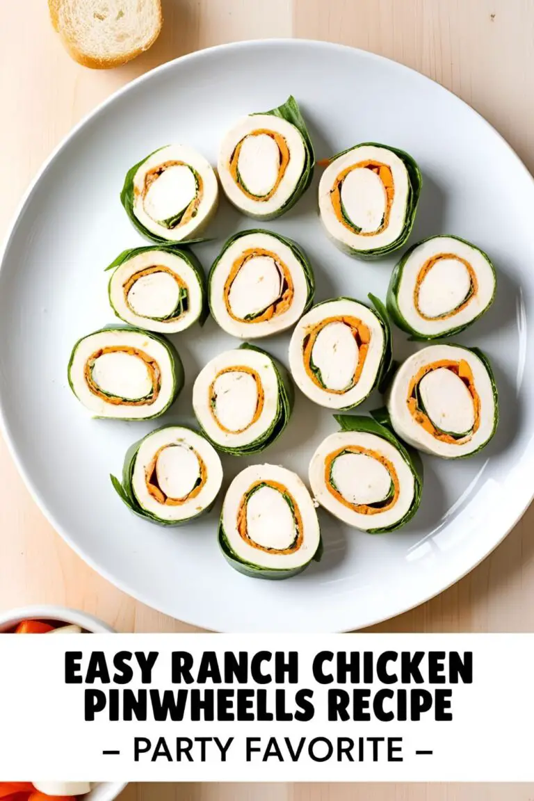 Plate of Ranch Chicken Pinwheels with creamy filling and herbs, perfect party appetizer idea.