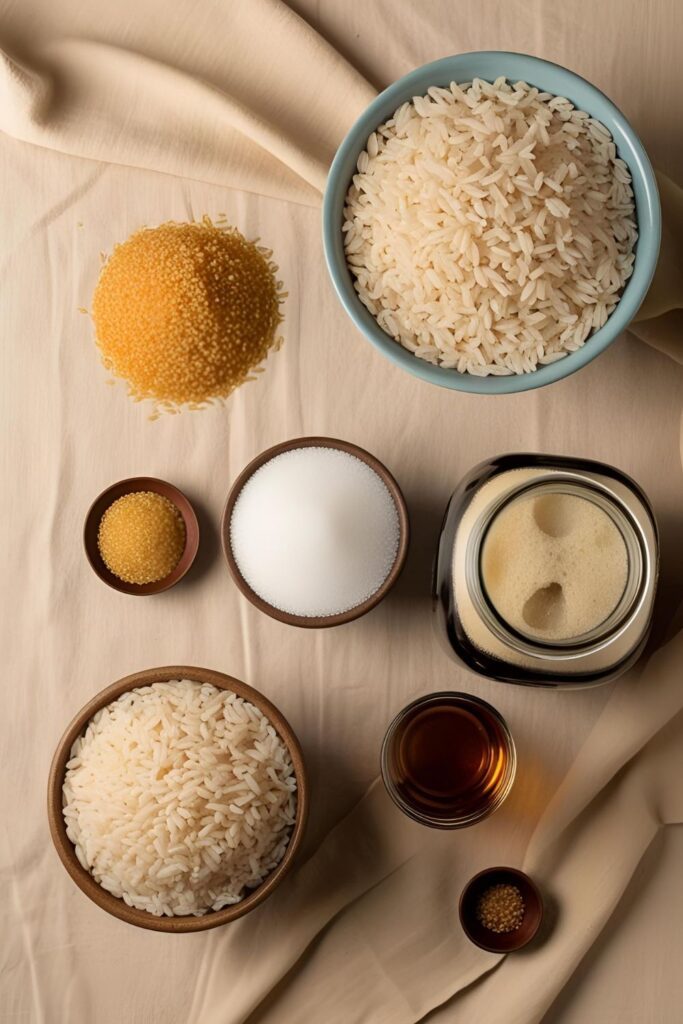 A close-up of a bottle and glass filled with freshly made rapid rice wine, highlighting its clarity and color.