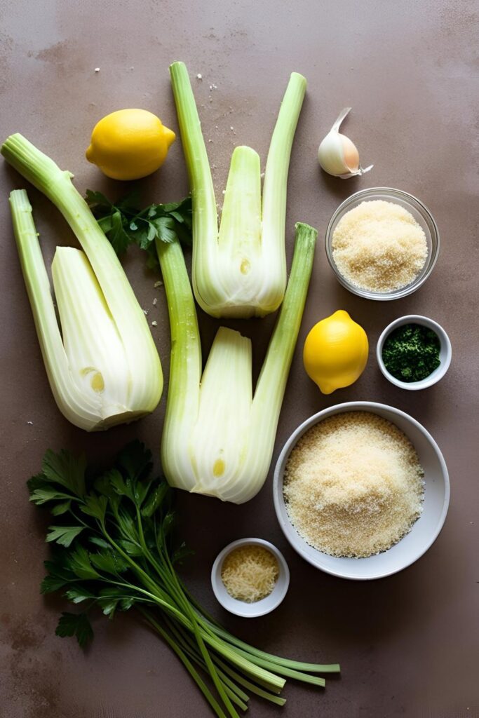  Close-up of stuffed fennel halves, crispy and golden, ready to serve.