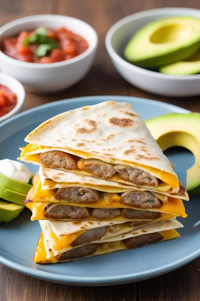 Stack of sheet pan breakfast quesadillas ready for meal prep.