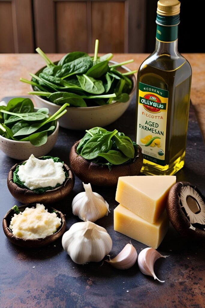 "Close-up of stuffed portobello mushroom with melted cheese and herbs."