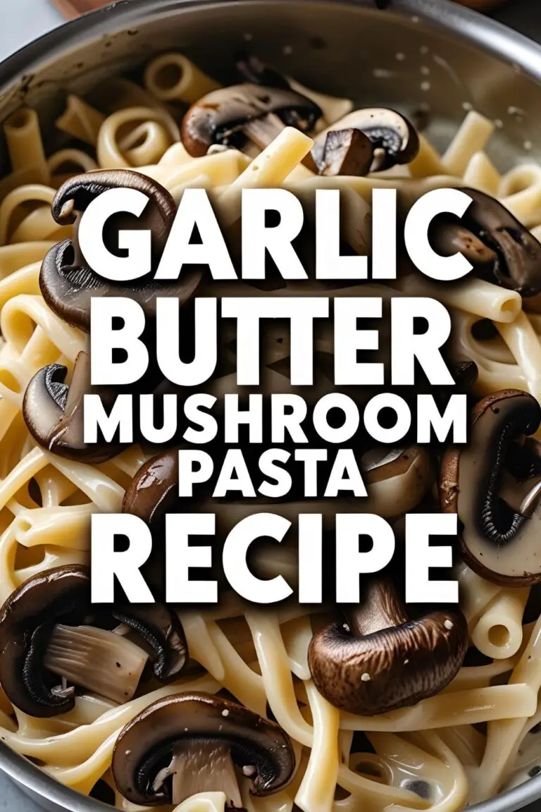 A bowl of creamy garlic butter mushroom pasta garnished with parsley and Parmesan cheese.