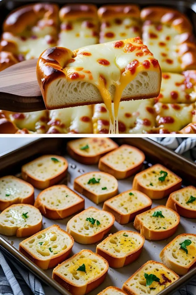 Close-up of a single crispy garlic bread slice showing melted cheese