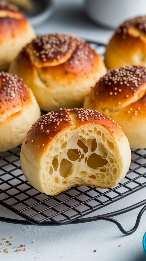 Plate of Brazilian cheese bread with herbs sprinkled around.