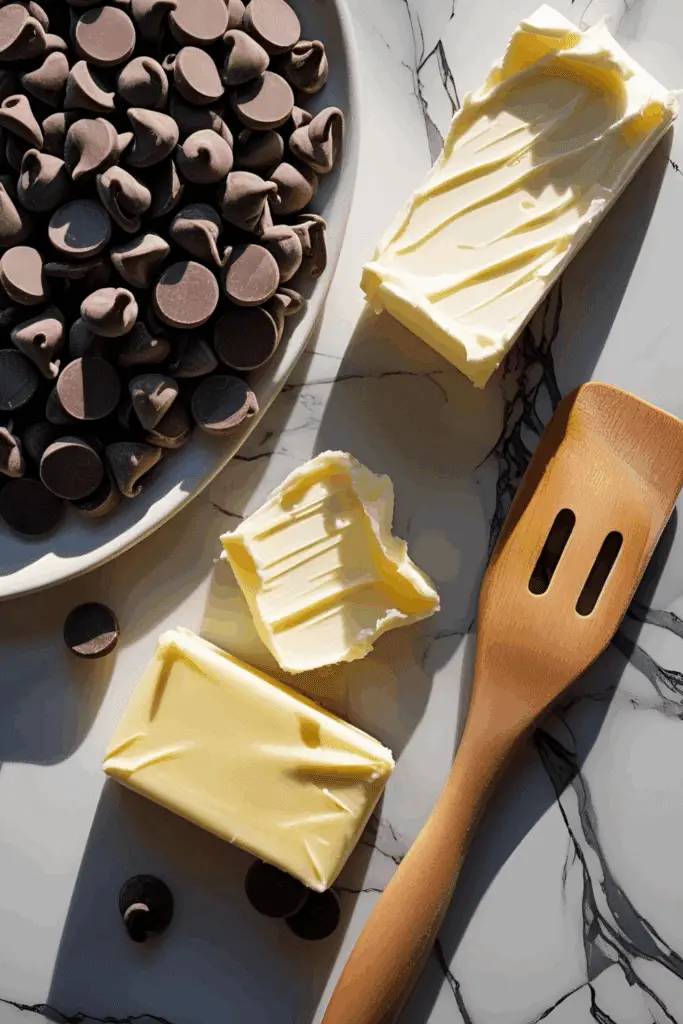Close-up fudge square with melted texture