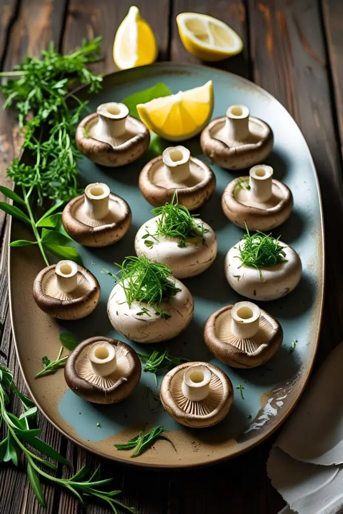 Plated sautéed oyster mushrooms with a sprinkle of fresh herbs.