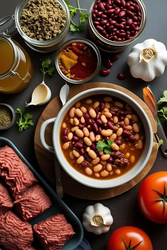 Hearty chili bubbling in slow cooker