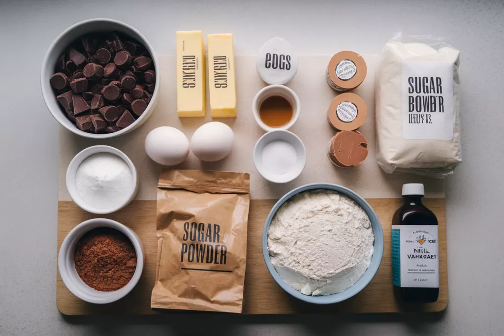 Ingredients for easy homemade brownies