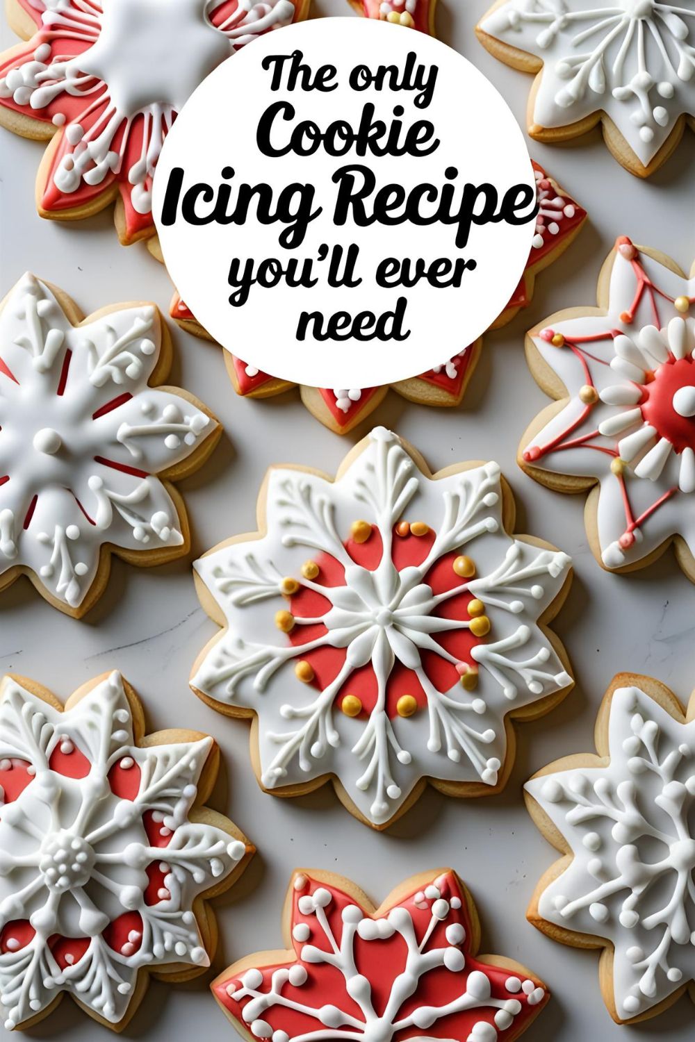 Beautifully decorated sugar cookies with the text overlay "The Only Cookie Icing Recipe You'll Ever Need."